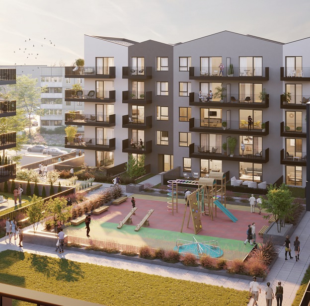 osiedle na żwirkach, plac zabaw, nowe osiedle Łapy, mieszkania w Łapach